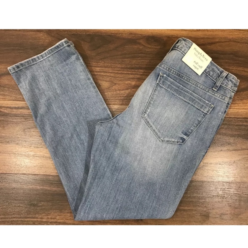 Simply Vera Roll Cuff Jeans Sz 12 Distressed Crop